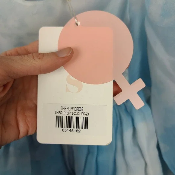 Selkie The Puff Dress Womens Plus Size 2X Clouds Blue White Organza Mini Girly - Picture 6 of 11